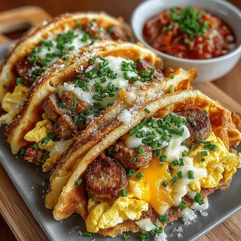 Willkommen zu einem aufregenden Rezept, das Ihre Frühstücks- oder Brunch-Routine auf ein neues Level heben wird: Mini-Wurst- und Eier-Waffel-Tacos. Diese Kombination aus herzhaften Waffeln, zarten Rühreiern und saftigen Frühstückswürsten ist nicht nur lecker, sondern auch eine hervorragende Möglichkeit, eine ausgewogene Mahlzeit zu genießen. In einer Welt, in der gesunde Ernährung oft als langweilig empfunden wird, bringen diese Waffel-Tacos Abwechslung und Freude auf den Tisch.