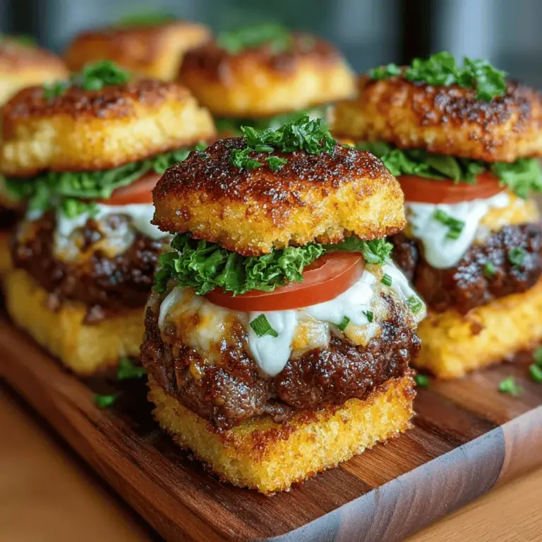 Mini Cheddar Cornbread Sliders sind nicht nur ein Genuss für den Gaumen, sondern auch eine wunderbare Ergänzung zu jedem festlichen Anlass oder Familienessen. Diese kleinen, herzhaften Happen, die aus einer Kombination von Maismehl, scharfem Cheddar-Käse und optionalem Speck zubereitet werden, sind perfekt für Partys, Grillabende oder einfach als Snack für zwischendurch. Die Kombination aus fluffigem Maisbrot und würzigen Patties macht sie zu einem absoluten Hit bei Jung und Alt.