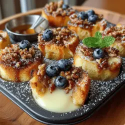 Wenn Sie auf der Suche nach einem köstlichen Frühstück sind, das sowohl süß als auch knusprig ist, dann sind diese gebackenen französischen Toast-Muffins genau das Richtige für Sie. Dieses Rezept vereint die zarten Aromen von Brioche-Brot mit einer cremigen, süßen Füllung und wird in praktischen Muffin-Formen gebacken. Diese Muffins sind nicht nur einfach zuzubereiten, sondern auch perfekt für ein entspanntes Wochenende oder einen besonderen Brunch mit Familie und Freunden.