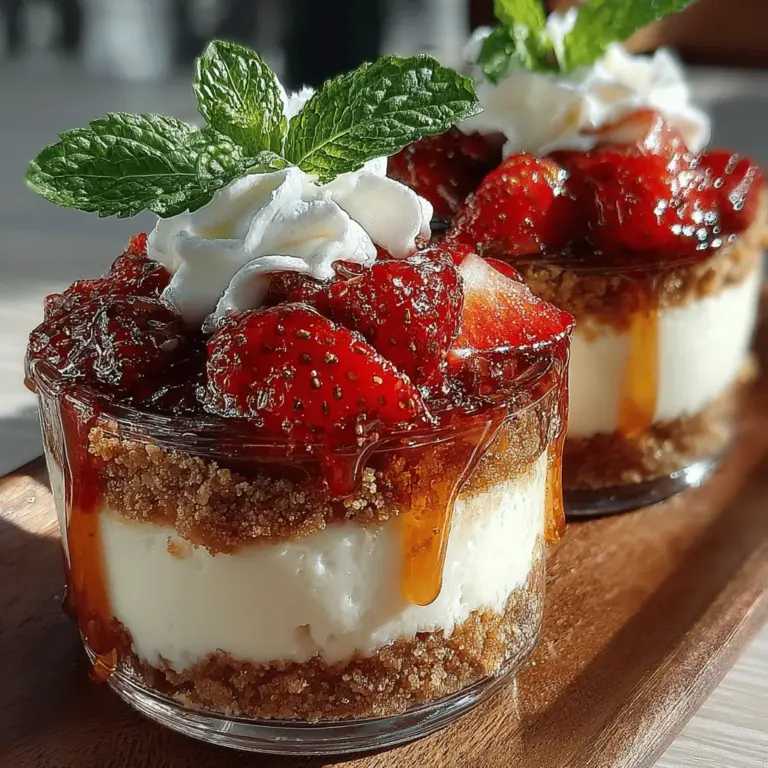 Die Berry Bliss No-Bake Strawberry Cheesecake Cups sind ein köstliches und erfrischendes Dessert, das sich perfekt für jede Jahreszeit eignet. Diese kleinen Becher voller Geschmack bieten die ideale Kombination aus cremigem Käsekuchen und frischen Erdbeeren, ohne dass Sie den Ofen anschalten müssen. Sie sind nicht nur einfach zuzubereiten, sondern auch optisch ansprechend und machen sich hervorragend bei besonderen Anlässen, Partys oder sogar als süßer Abschluss eines entspannten Abendessens.
