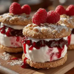 Willkommen zu unserem köstlichen Rezept für gefrorene Joghurt-Himbeer-Sandwiches – eine erfrischende und gesunde Leckerei, die perfekt für warme Tage oder als Snack für zwischendurch geeignet ist. Diese himmlischen Sandwiches kombinieren den cremigen Geschmack von griechischem Joghurt mit der Süße frischer Himbeeren und dem knusprigen Crunch von Granola. Egal, ob Sie nach einer leichten Dessertoption für eine Sommerparty suchen oder einfach nur etwas Frisches für den Nachmittag wünschen, diese gefrorenen Sandwiches sind die ideale Wahl.
