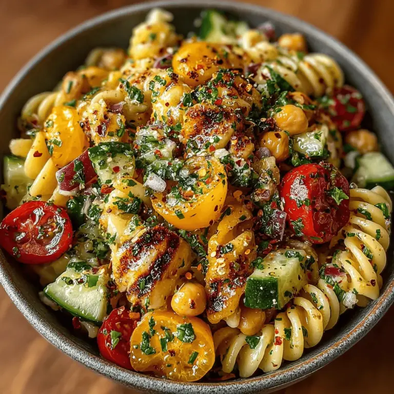 Der Zesty Lemon Garlic Kichererbsen-Pasta-Salat ist nicht nur ein wahrer Genuss für den Gaumen, sondern auch eine gesunde und nahrhafte Option für jede Mahlzeit. Diese erfrischende Kombination aus Pasta, Kichererbsen und einer lebhaften Zitrus-Knoblauch-Vinaigrette ist perfekt für warme Sommertage, Picknicks oder als Beilage zu Grillgerichten. Dank der Vielzahl an frischen Zutaten ist dieser Salat nicht nur einfach zuzubereiten, sondern auch äußerst anpassungsfähig, was ihn zu einem Favoriten in vielen Küchen macht.