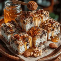 Die No-Bake Mandelbutter-Reisquadrate sind nicht nur ein köstlicher Snack, sondern auch eine hervorragende Wahl für alle, die nach einer schnellen, gesunden und vielseitigen Leckerei suchen. Ursprünglich inspiriert von traditionellen Rezepten für Reis-Snacks, haben diese Quadrate ihren eigenen Platz in der modernen Küche gefunden. Mit ihrer knusprigen Textur und dem nussigen Geschmack sind sie perfekt für jede Gelegenheit – sei es als Energiesnack für unterwegs, als süßes Frühstück oder als Dessert.