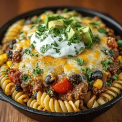 Taco Dienstag Pasta Fiesta ist ein aufregendes und unkompliziertes Gericht, das die besten Aromen von mexikanischen Tacos mit der herzhaften Textur von Pasta vereint. Dieses Gericht ist nicht nur ein visuelles Fest, sondern auch eine Geschmacksexplosion, die sowohl Kinder als auch Erwachsene begeistert. Perfekt für einen Wochentag, an dem Zeit knapp ist, bietet diese Pasta-Variante eine köstliche und nahrhafte Option, die in weniger als 30 Minuten zubereitet werden kann.