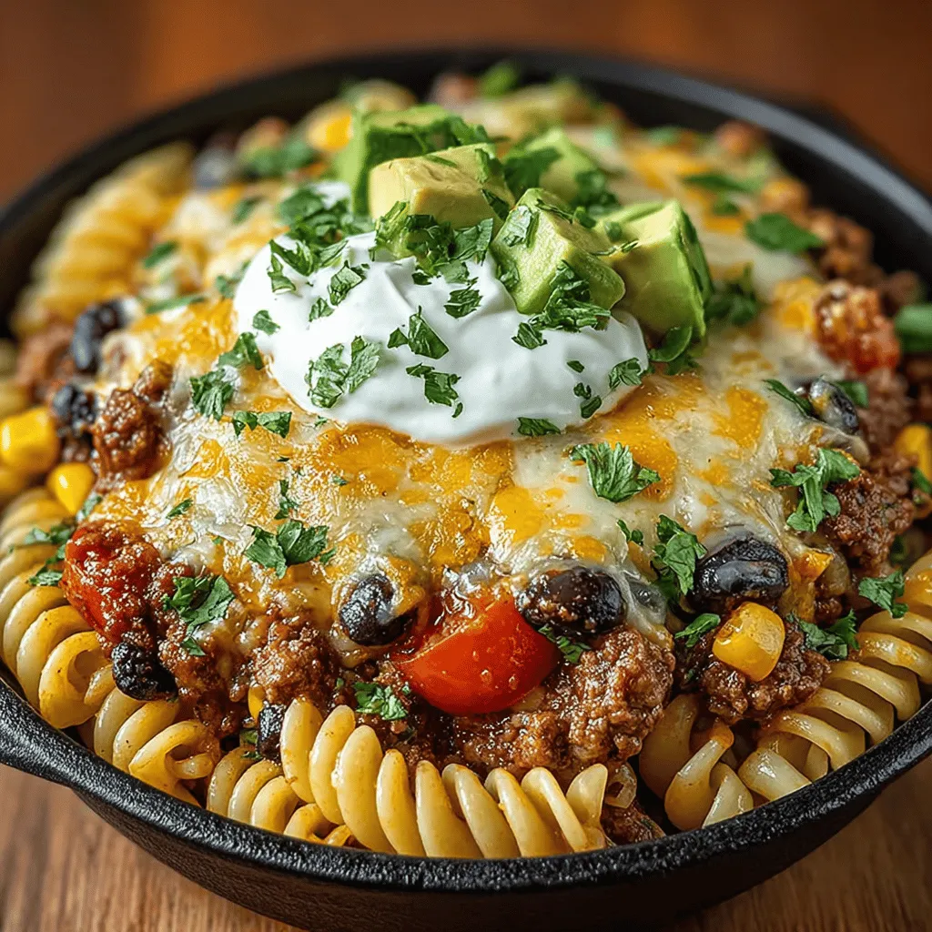 Taco Dienstag Pasta Fiesta ist ein aufregendes und unkompliziertes Gericht, das die besten Aromen von mexikanischen Tacos mit der herzhaften Textur von Pasta vereint. Dieses Gericht ist nicht nur ein visuelles Fest, sondern auch eine Geschmacksexplosion, die sowohl Kinder als auch Erwachsene begeistert. Perfekt für einen Wochentag, an dem Zeit knapp ist, bietet diese Pasta-Variante eine köstliche und nahrhafte Option, die in weniger als 30 Minuten zubereitet werden kann.