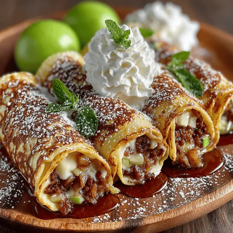 Die Apfelpfannkuchen-Rollen sind eine köstliche und kreative Variante eines klassischen Rezepts, das vor allem in der deutschen Küche sehr geschätzt wird. Diese zarten Pfannkuchen, gefüllt mit einer süßen Apfelfüllung, erinnern nicht nur an die herbstlichen Apfelerntezeiten, sondern bieten auch eine wunderbare Möglichkeit, frische Äpfel in einem herzhaften Gericht zu verwenden. Die Kombination aus fluffigen Pfannkuchen und aromatischen Äpfeln, verfeinert mit Zimt und Zucker, macht diese Gerichte zu einem beliebten Highlight beim Frühstück oder als Dessert.