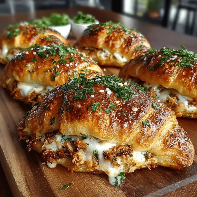 Die Kombination aus Croissant-Teig und herzhaften Füllungen ist nicht nur ein Trend, sondern hat auch ihre Wurzeln in der französischen Küche. Croissants sind bekannt für ihre buttrige, flaumige Textur und werden oft zum Frühstück oder als Snack serviert. In diesen Mini-Croissant-Melts wird das klassische französische Gebäck mit italienischen Aromen vereint, was zu einer geschmacklichen Fusion führt, die sowohl einfach als auch raffiniert ist. Die Verwendung von Pesto, einem traditionellen italienischen Dip aus frischem Basilikum, Knoblauch, Pinienkernen und Parmesan, bringt eine frische und aromatische Dimension in das Gericht.