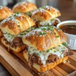Slow Cooker French Dip Sandwiches sind eine köstliche und herzhafte Option für alle, die ein herzhaftes Gericht lieben, das einfach zuzubereiten ist. Diese Sandwiches sind perfekt für geschäftige Wochentage oder entspannte Wochenendessen, da sie sich fast von selbst zubereiten lassen. Das Fleisch wird stundenlang im Slow Cooker geschmort, bis es zart und voller Geschmack ist. Die Kombination aus saftigem Rinderbraten, aromatischer Brühe und frischem Brot macht diese Sandwiches zu einem echten Genuss.