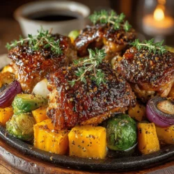 Das Rezept für ahornsirup-glasiertes Hähnchen mit Kürbis und Rosenkohl ist eine wahre Gaumenfreude und perfekt für die kühleren Monate. Es vereint die süße Note des Ahornsirups mit zartem Hähnchen und nahrhaftem Gemüse. Dieses Gericht ist nicht nur geschmacklich ein Hit, sondern es bringt auch die Aromen des Herbstes auf den Tisch.