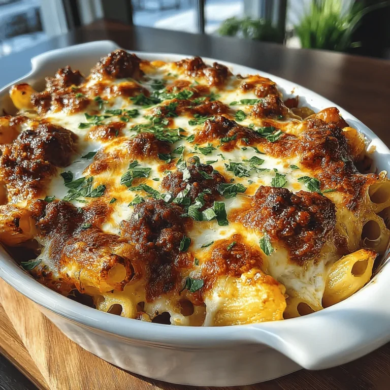 Käseüberbackenes Ziti-Delight ist ein herzhaftes und köstliches Gericht, das die besten Aromen der italienischen Küche vereint. Diese Pasta-Bombe ist nicht nur ein Festmahl für die Sinne, sondern auch ein perfektes Rezept für Familienessen oder gesellige Abende mit Freunden. Die Kombination aus al dente Ziti, würziger italienischer Wurst und einer reichhaltigen Käseschicht macht dieses Gericht zu einem unverwechselbaren Klassiker, der sowohl Kinder als auch Erwachsene begeistert.
