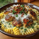 Willkommen zu einem köstlichen kulinarischen Erlebnis mit unserem Rezept für Knoblauch-Bliss-Butter-Hühnchen mit verdrehtem Rotini. Dieses Gericht kombiniert zarte Hühnchenstücke mit einer reichhaltigen, cremigen Knoblauch-Butter-Sauce, die perfekt mit den al dente Rotini-Nudeln harmoniert. Ideal für ein gemütliches Abendessen mit der Familie oder für ein beeindruckendes Gericht bei einem besonderen Anlass, bringt dieses Rezept eine wunderbare Mischung aus Aromen und Texturen auf Ihren Tisch.